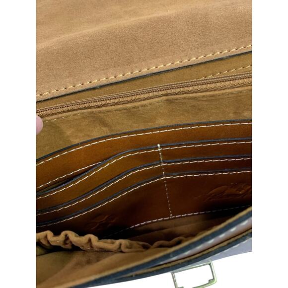 Patricia Nash Leather Crossbody Bag Brown Flap Organizer Vintage Style Purse - Picture 11 of 13